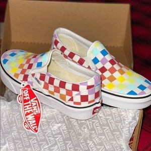 ❌SOLD❌ Vans checkerboard shoes rainbow women 5.5
